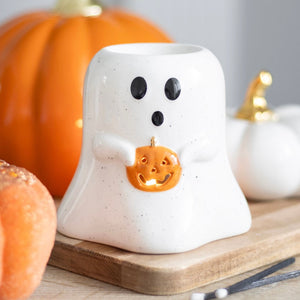 Ghost Shaped Ceramic Oil Burner with Pumpkin